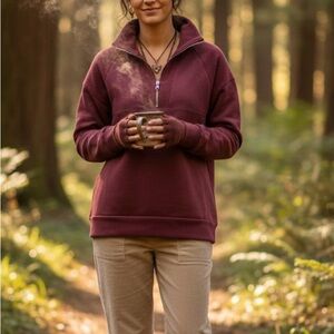 wild fable Half-Zip Pullover Hoodie in Deep Wine